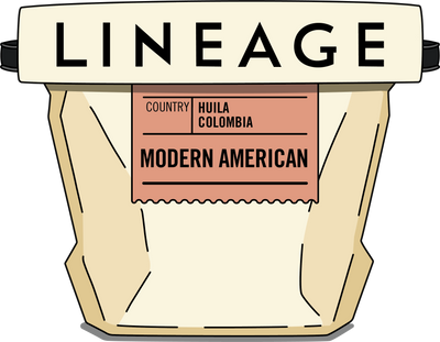 Bag of Lineage coffee beans from Colombia for the Modern American roast profile